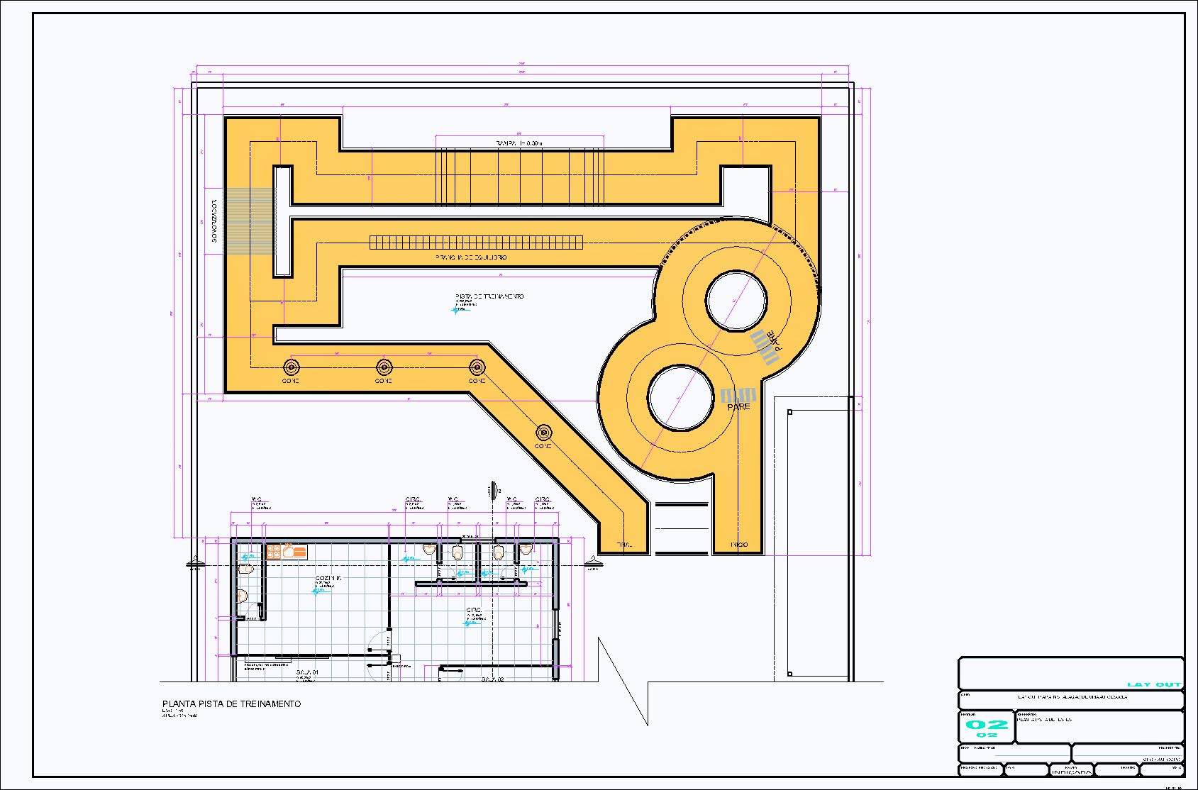 Pista para Moto Escola, Local de treinamento, 2 pranchas A1