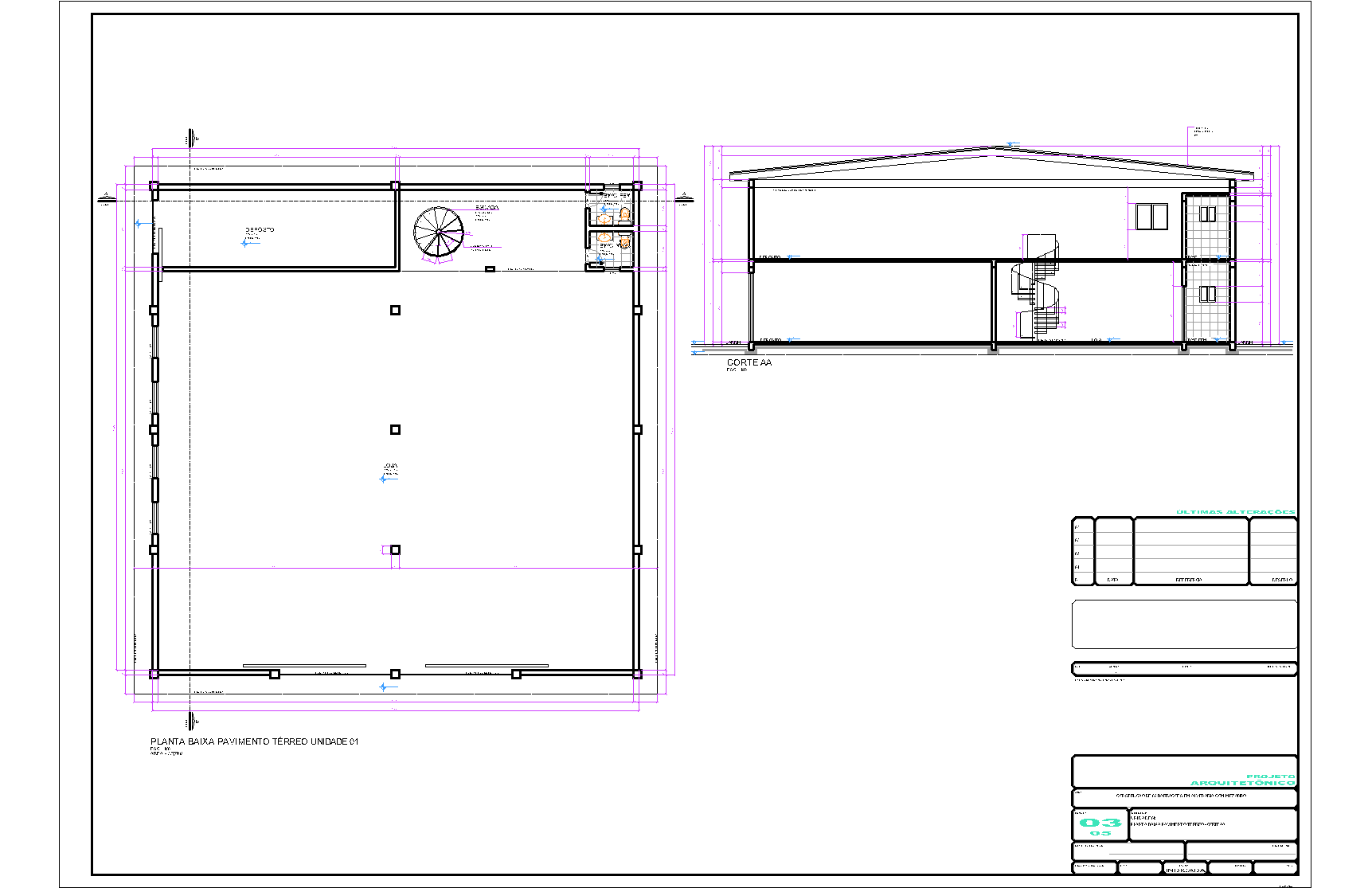Barracão duplo, arquitetônico, 5 pranchas A1