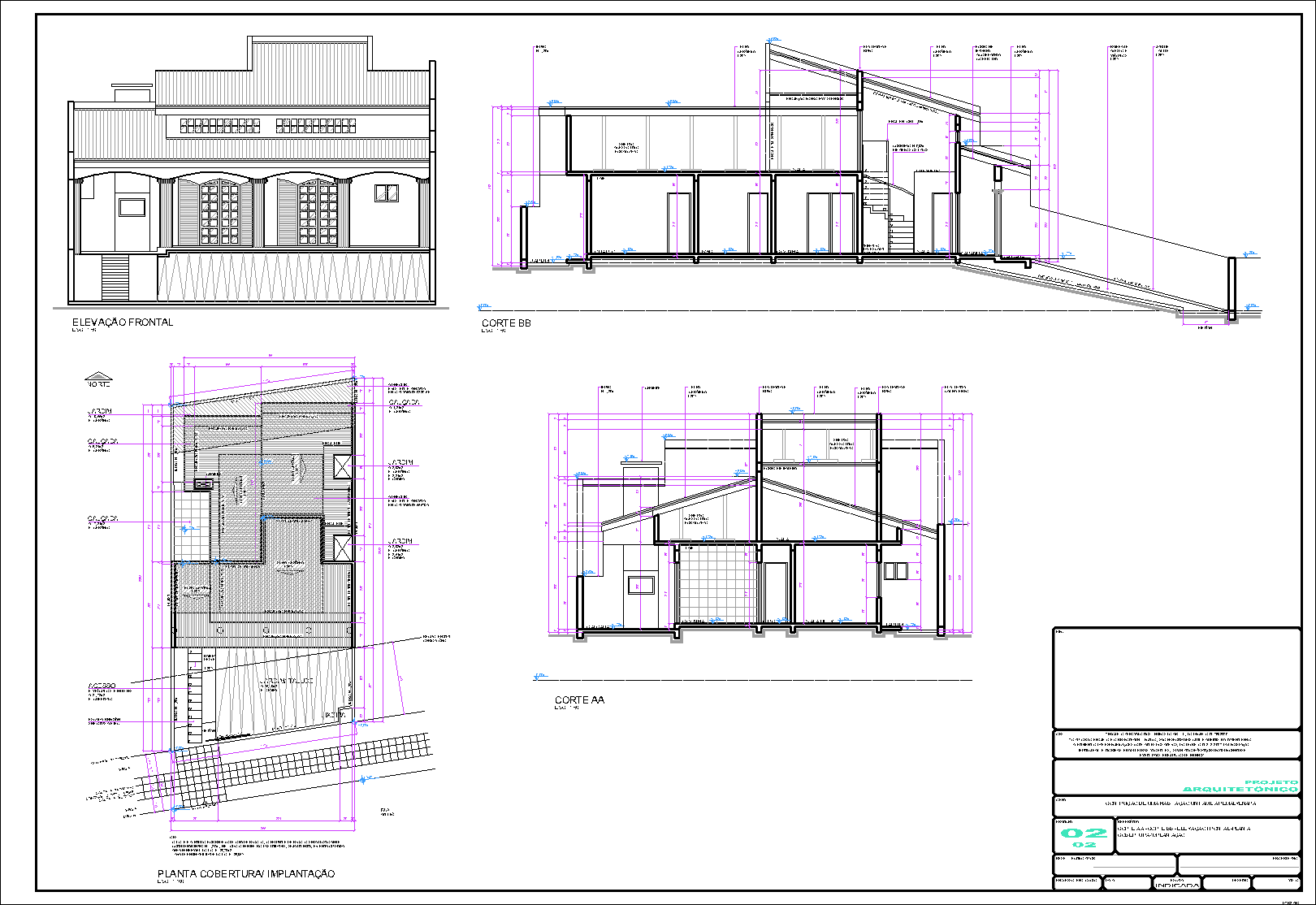 Residência, arquitetônico, 2 pranchas A1