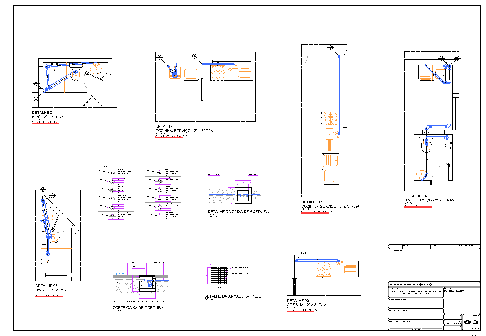 Prédio, 6 aptos., esgoto, 3 pranchas A1