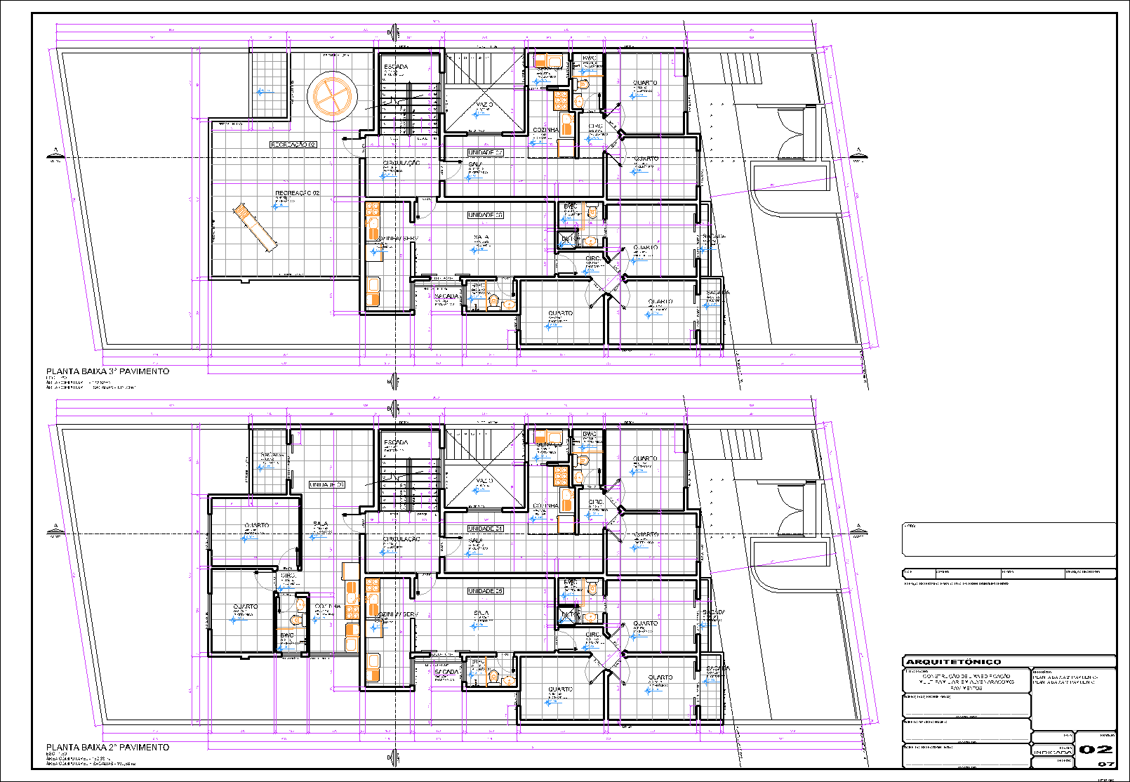 Prédio, 8 aptos., arquitetônico, 7 pranchas A1