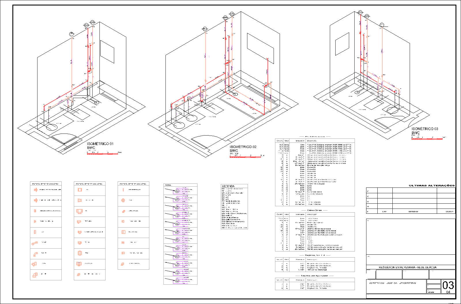 Residência, água quente, água fria, 4 pranchas A1