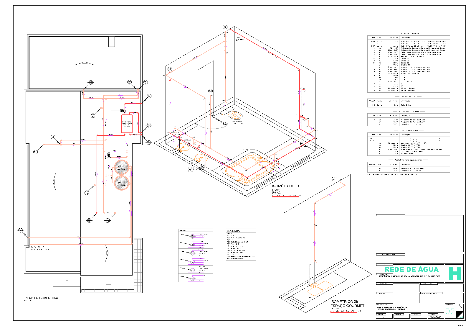 Residência, água fria, água quente, 4 pranchas A1