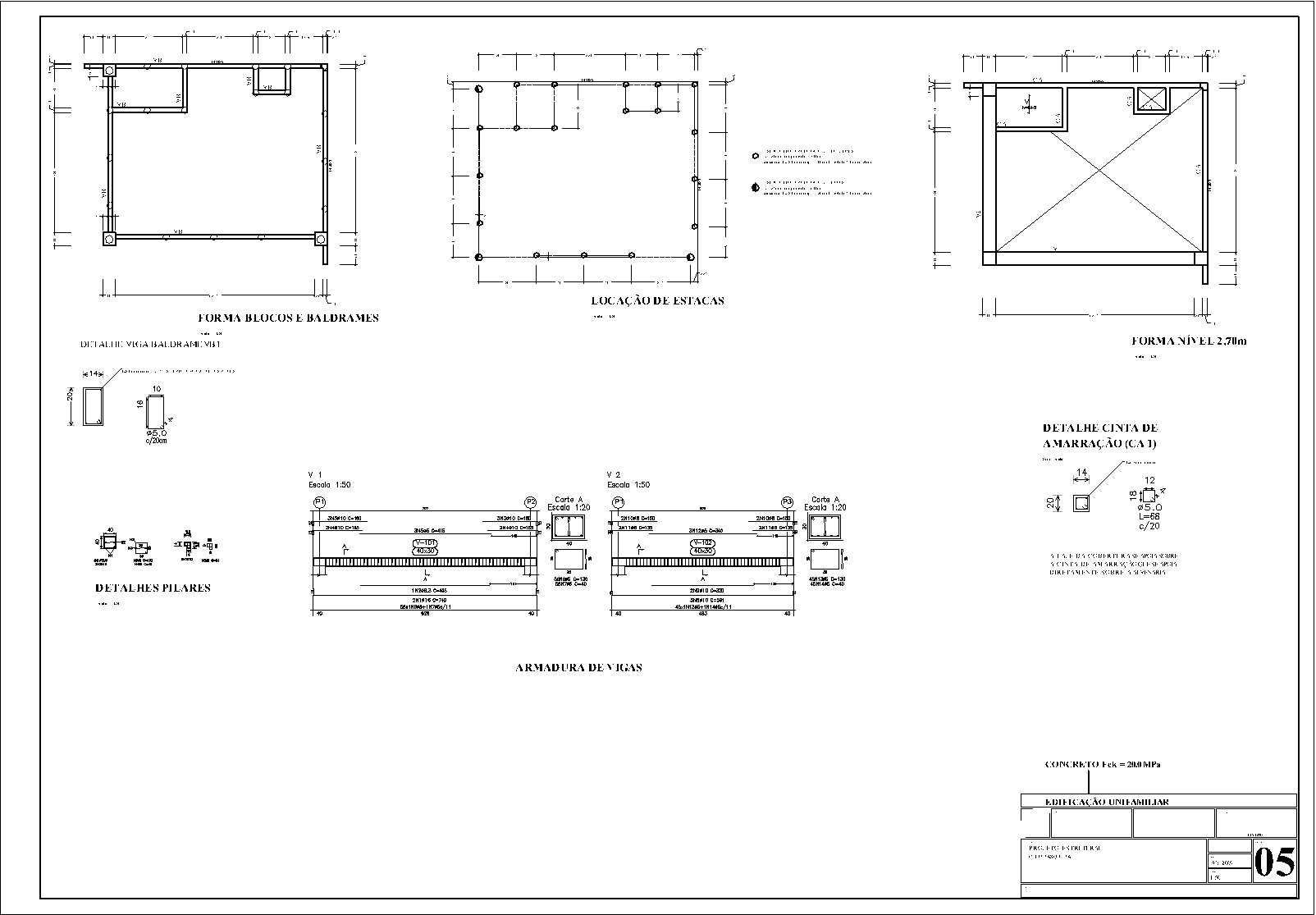 Residência, estrutural, 5 pranchas A1