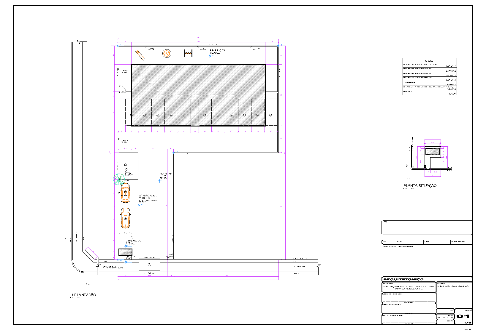 1 Prédio, 14 aptos., arquitetônico, 8 pranchas A1