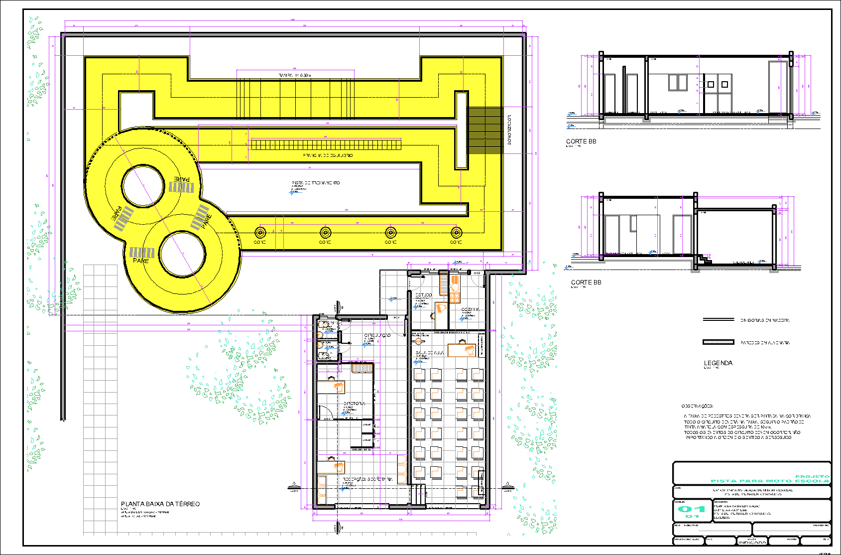 Pista para Moto Escola, local de treinamento, 1 prancha A1