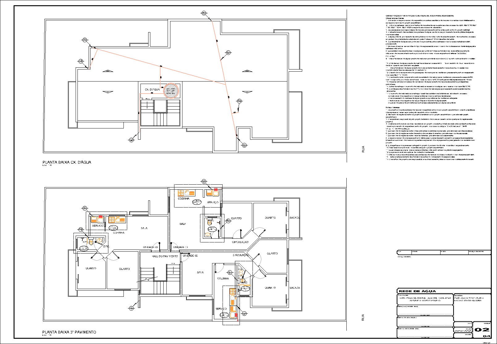 Prédio, 6 aptos., água fria, água quente, 4 pranchas A1