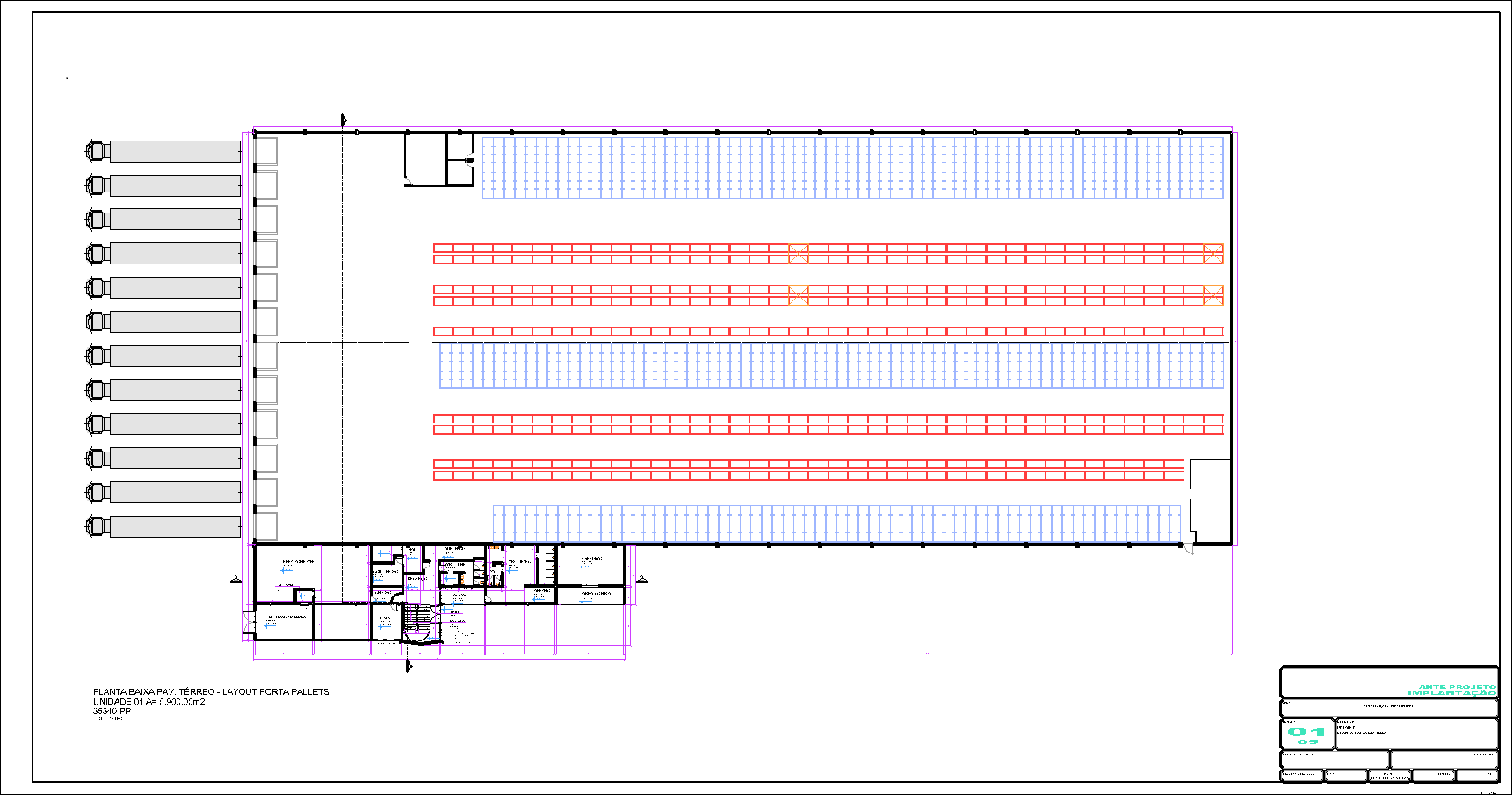 Centro de Distribuição, 10896 porta pallets, 5 pranchas A1