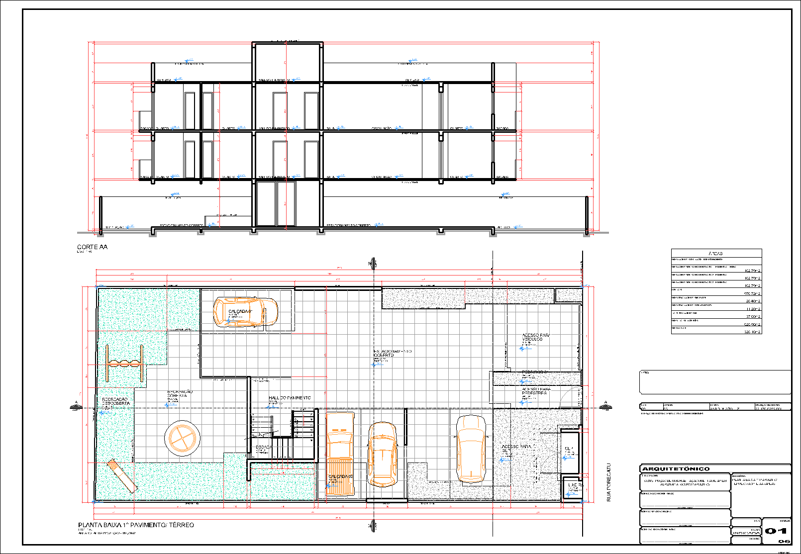 Prédio, 6 aptos., arquitetônico, 6 pranchas A1