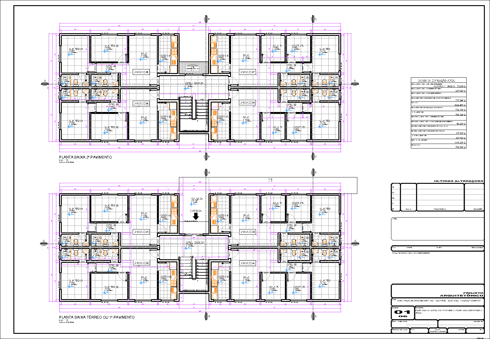 Prédio, 16 aptos., arquitetônico, 6 pranchas A1