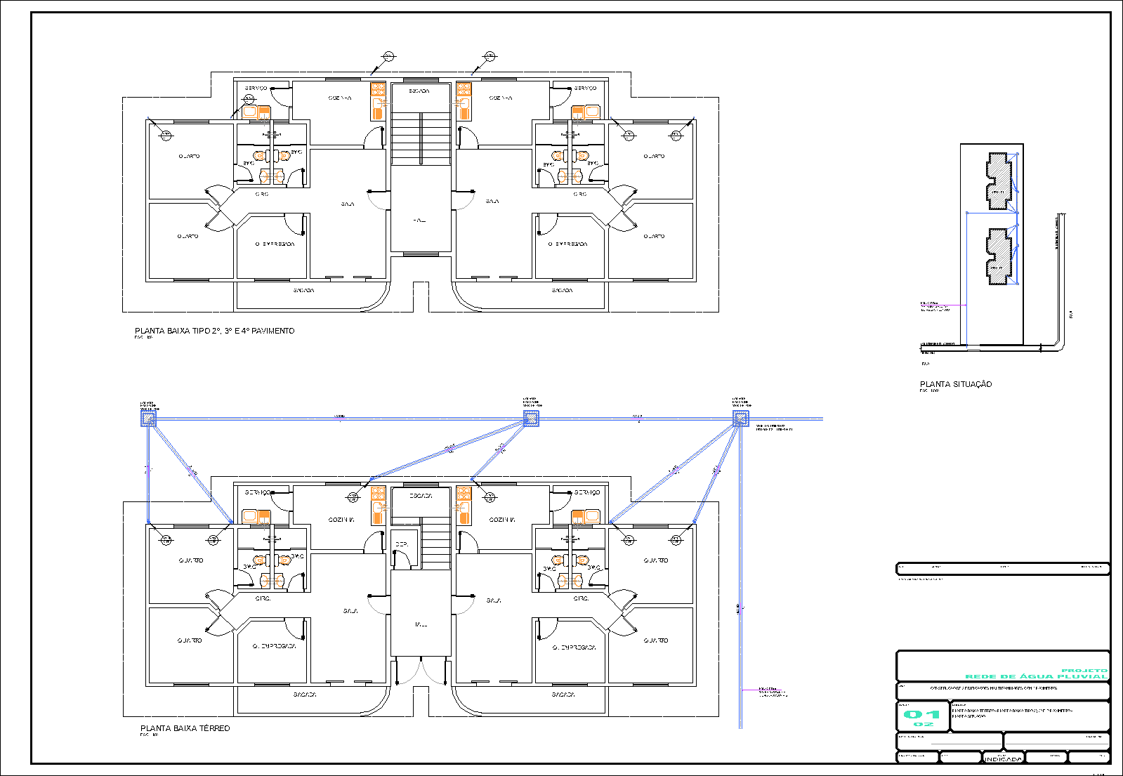2 Prédios, 16 aptos., pluvial, 2 pranchas A1