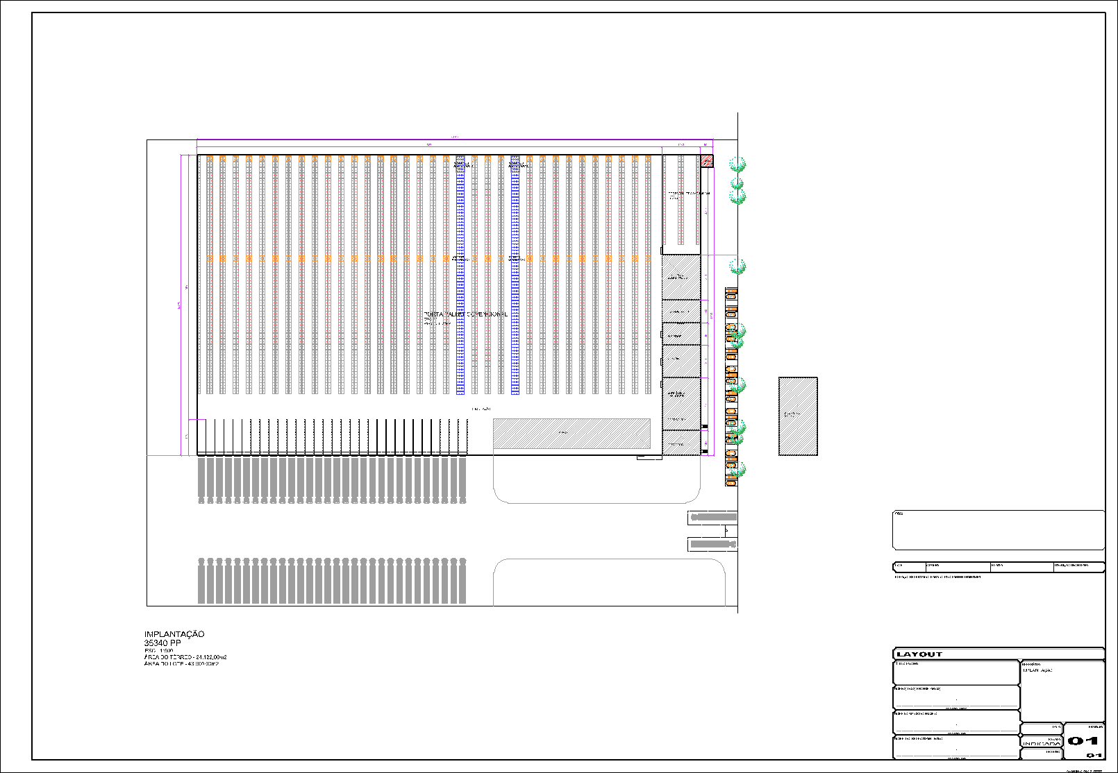 Centro de Distribuição, 35340 porta pallets, 1 prancha A1