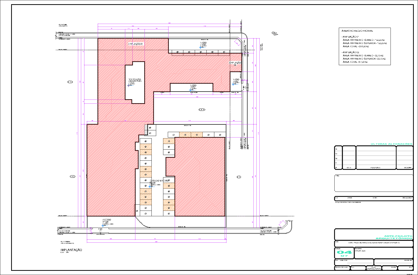 Local de treinamento, arquitetônico, 5 pranchas A1