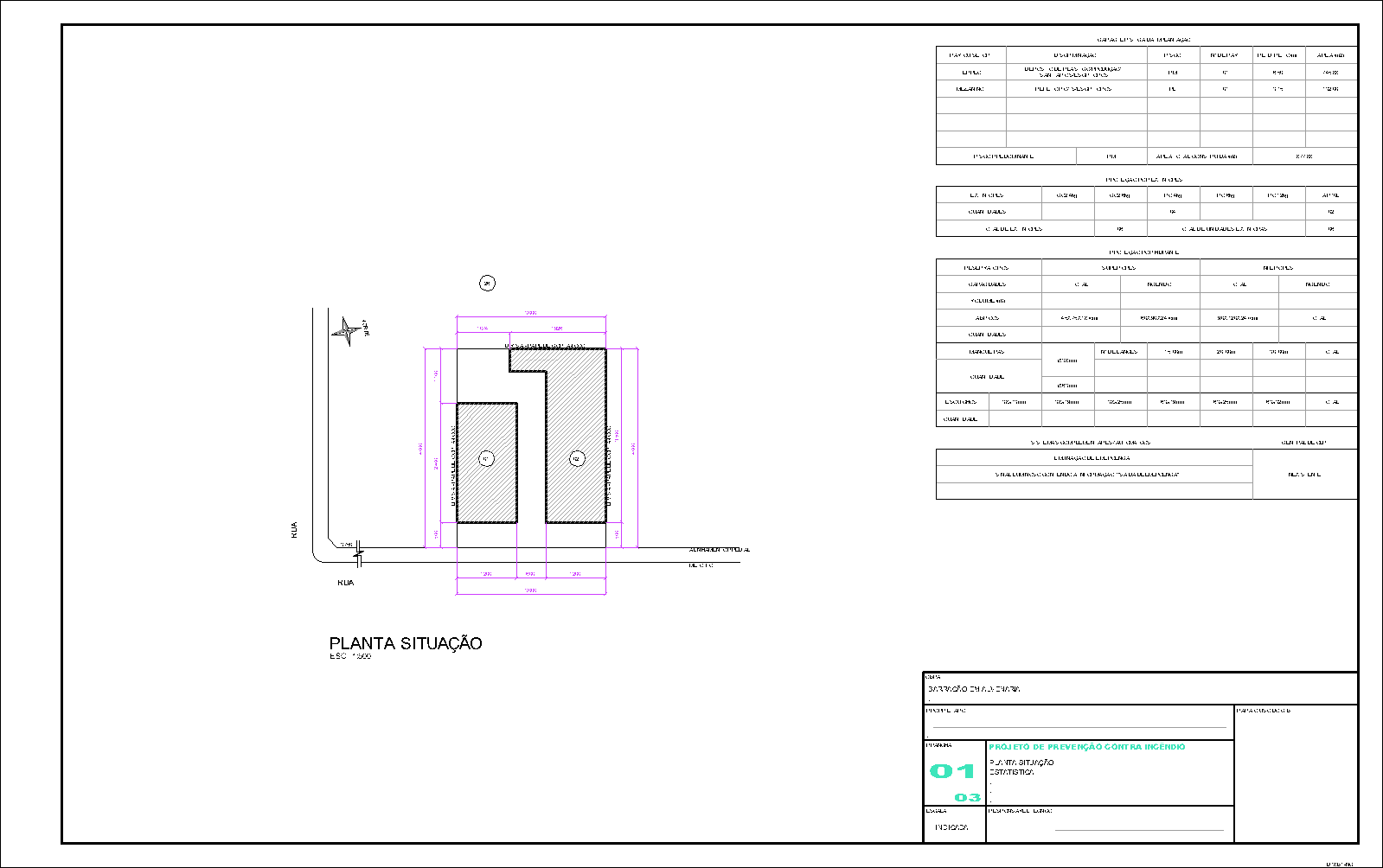 Barracão com mezanino, preventivo contra incêndio, 3 pranchas A1