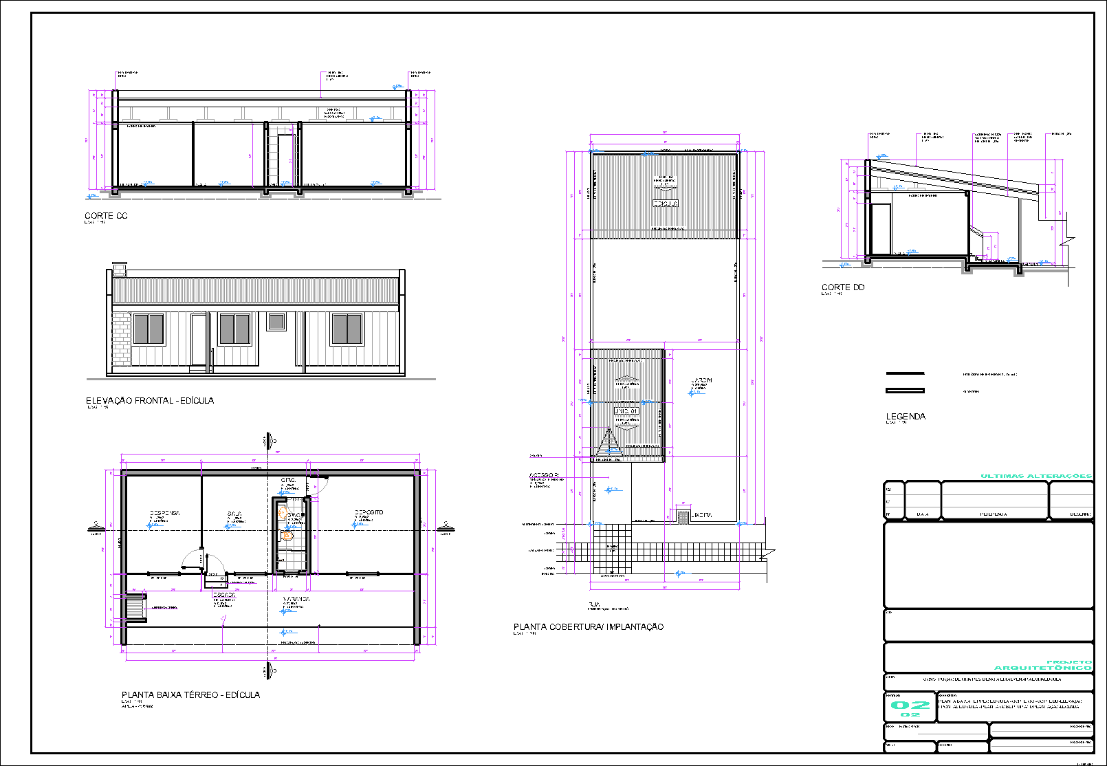 Residência com edícula, arquitetônico, 2 pranchas A1