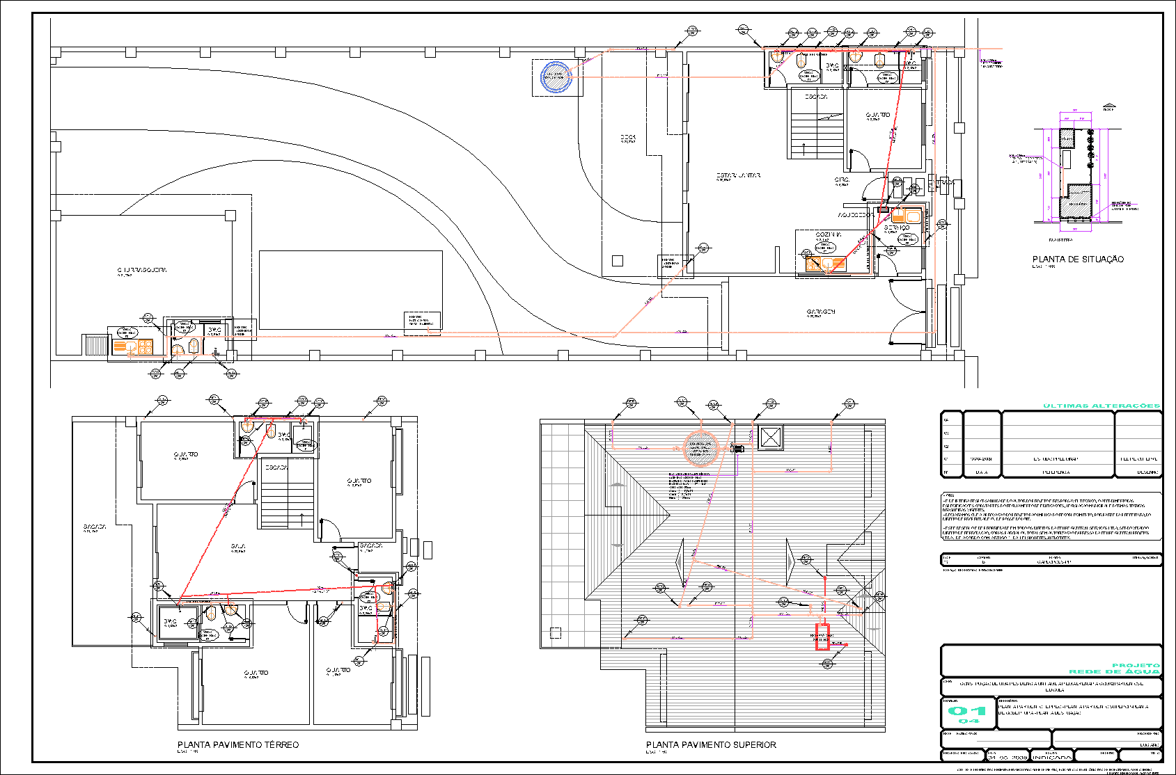 Residência, água fria, água quente, 4 pranchas A1