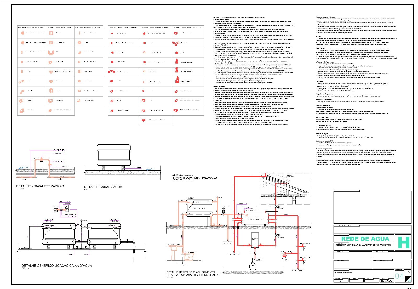 Residência, água fria, água quente, 4 pranchas A1