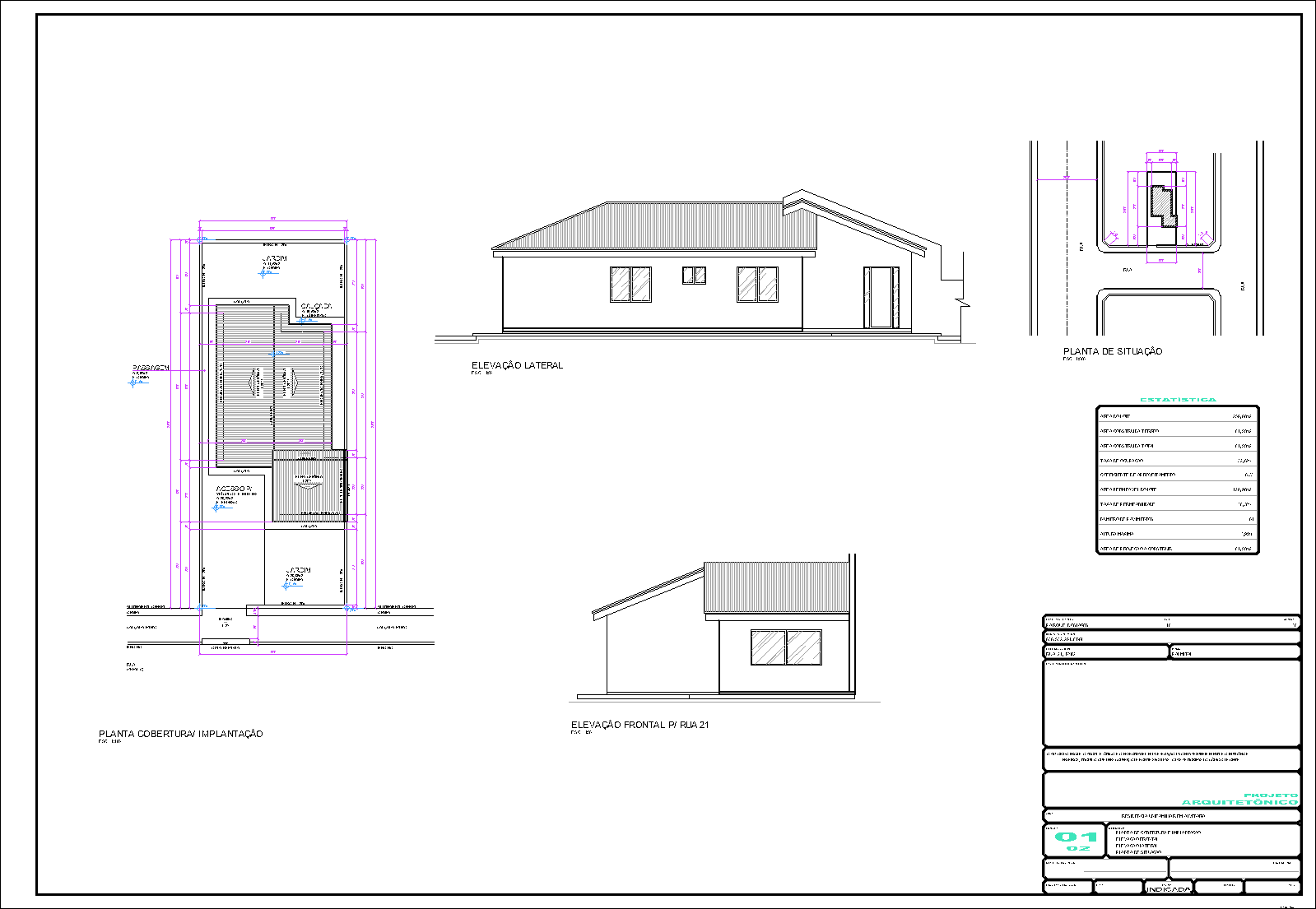 Residência, arquitetônico, 2 pranchas A1