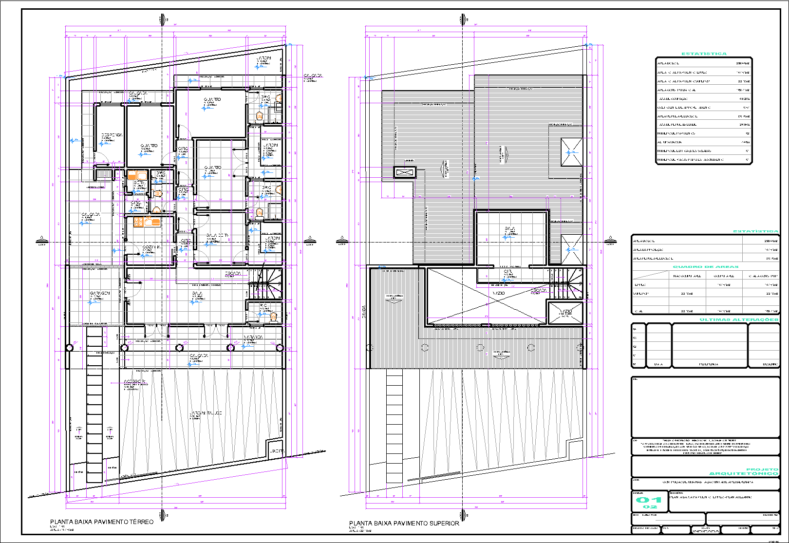 Residência, arquitetônico, 2 pranchas A1