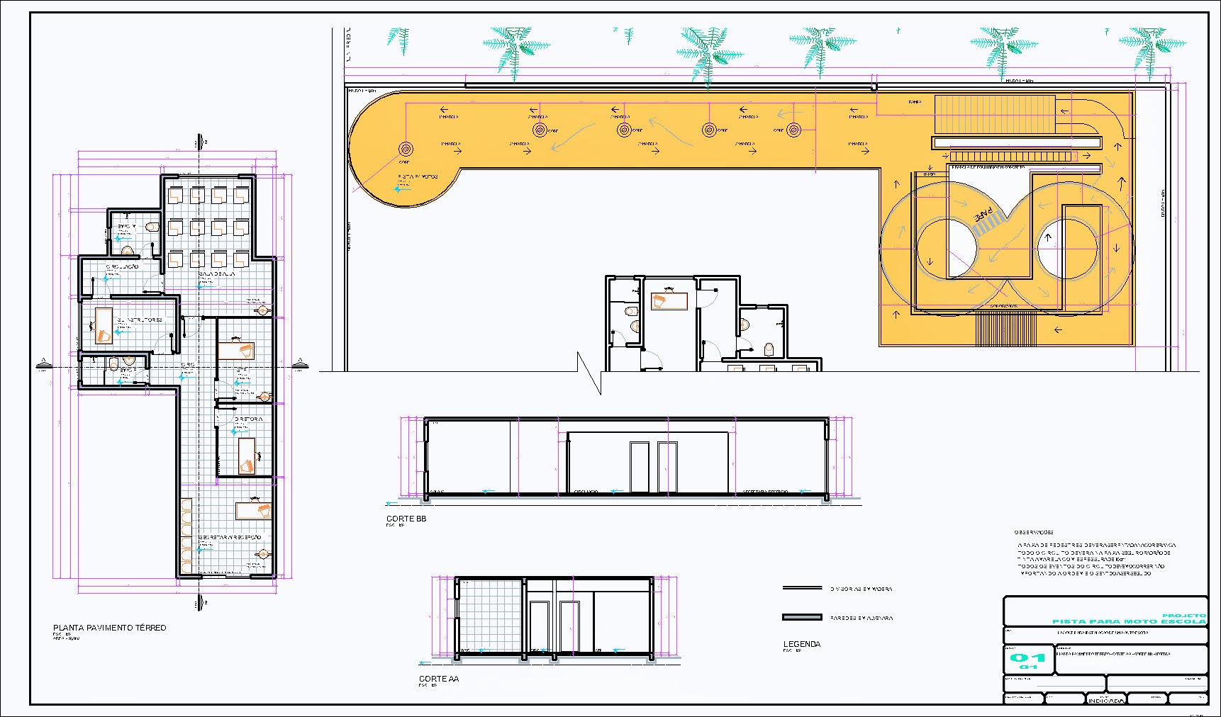 Pista para Moto Escola, local de treinamento, 1 prancha A1