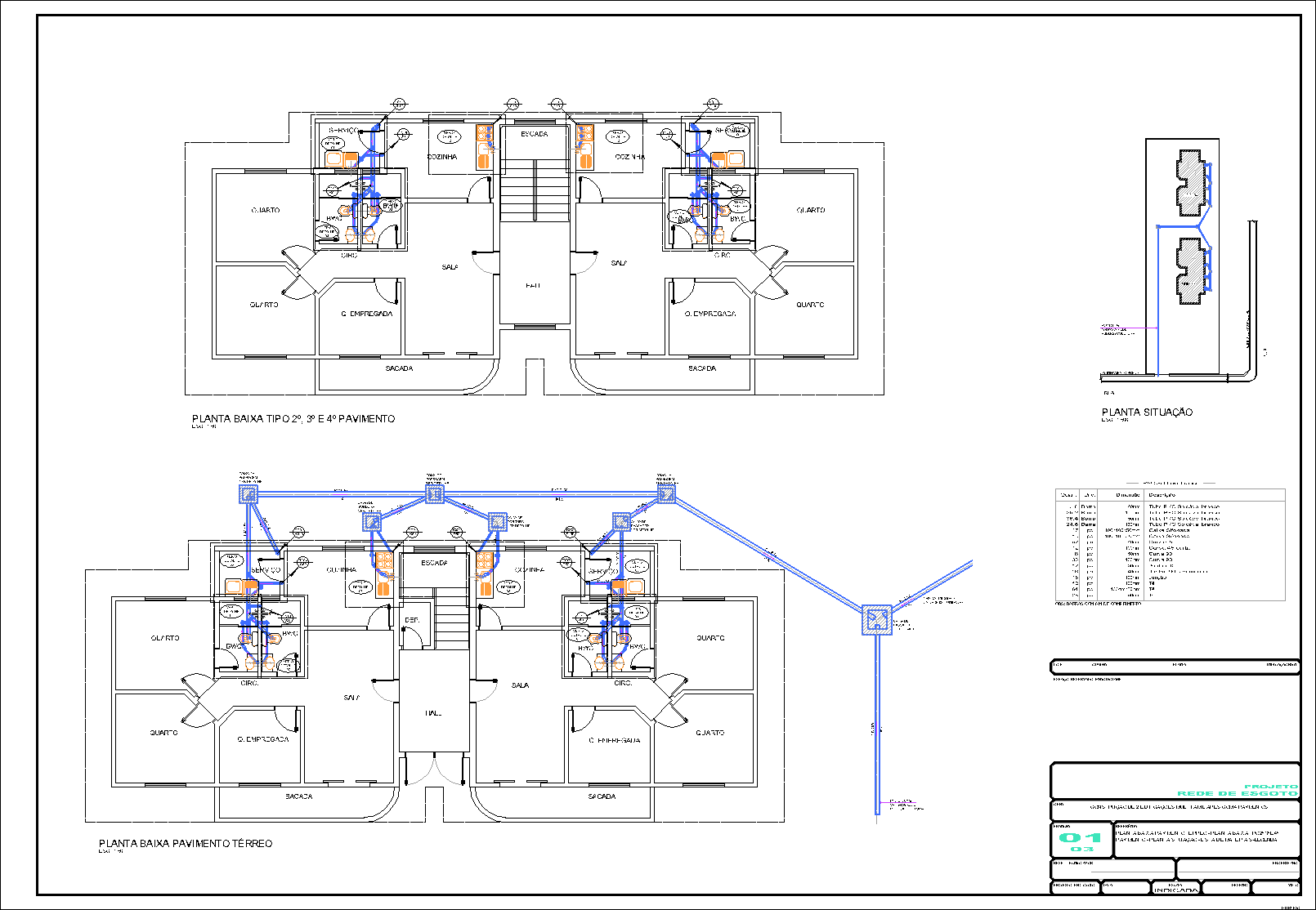2 Prédios, 16 aptos., esgoto, 3 pranchas A1