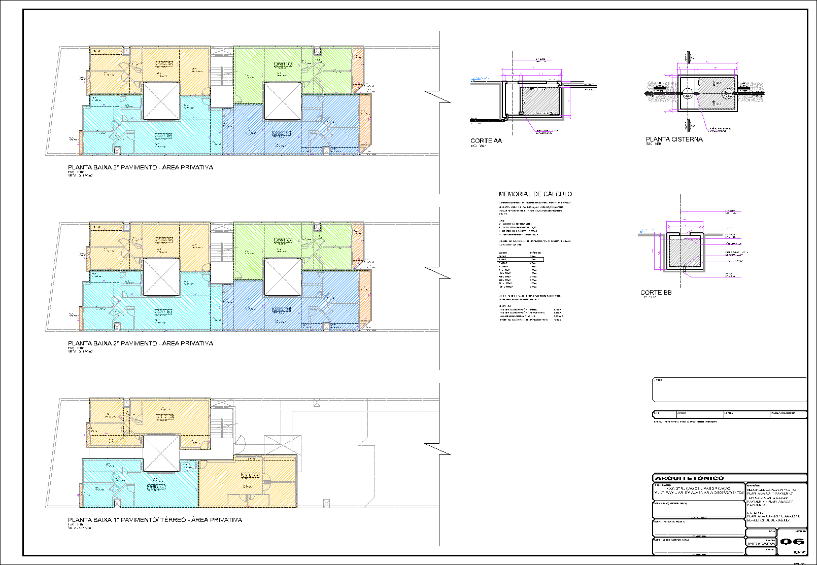 Prédio, 11 aptos., arquitetônico, 7 pranchas A1