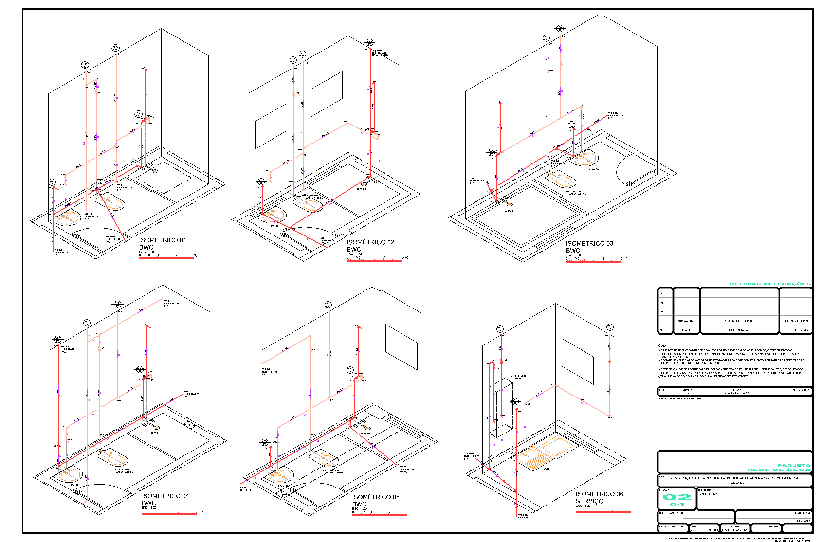 Residência, água fria, água quente, 4 pranchas A1