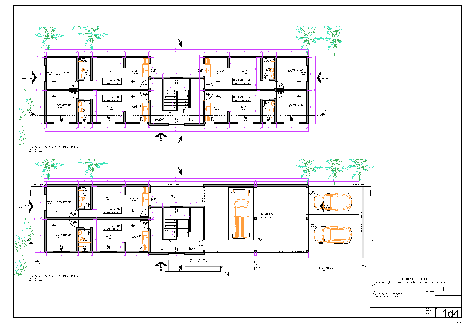 Prédio, 6 aptos., arquitetônico, 4 pranchas A1