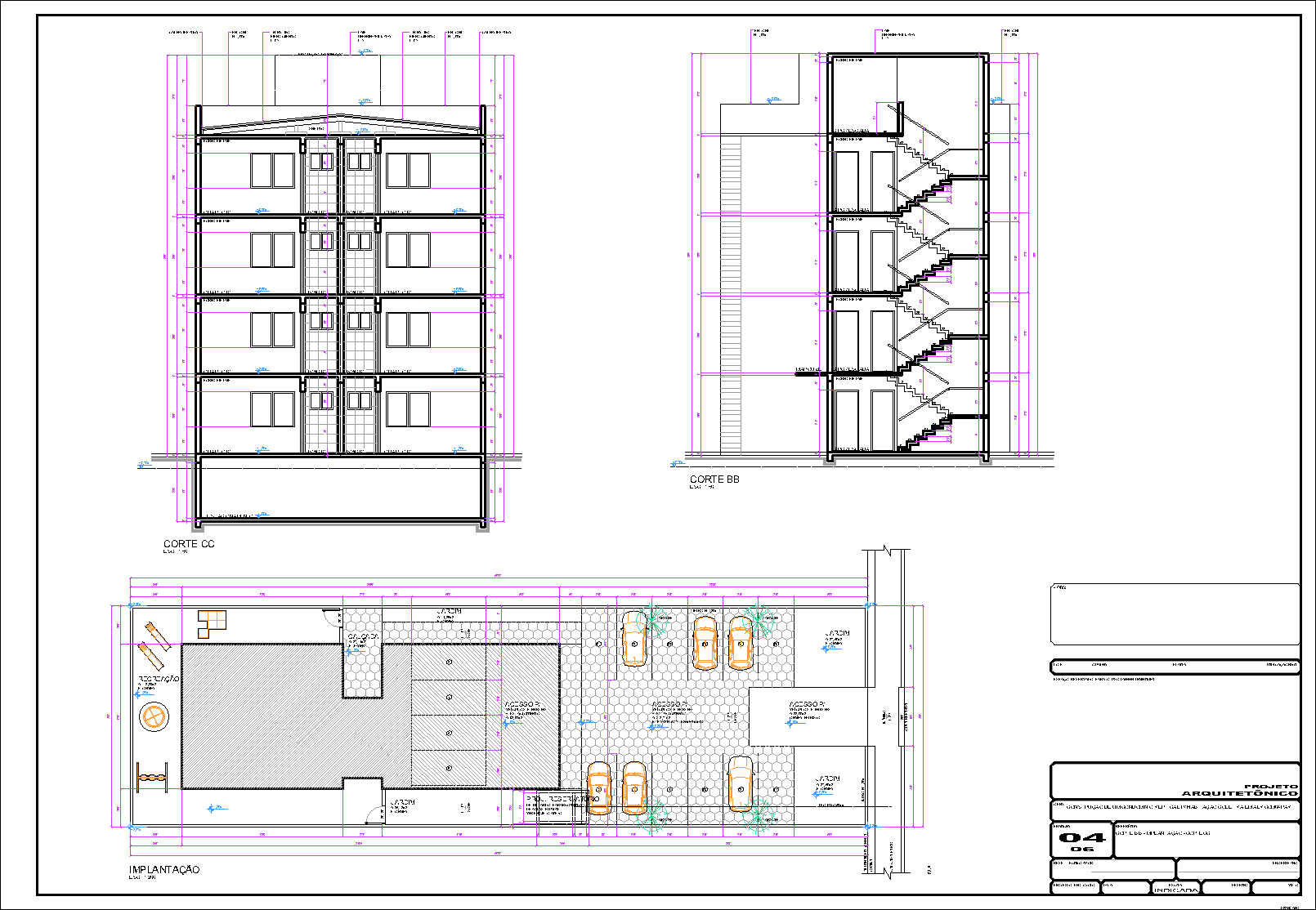 Prédio, 16 aptos., arquitetônico, 6 pranchas A1