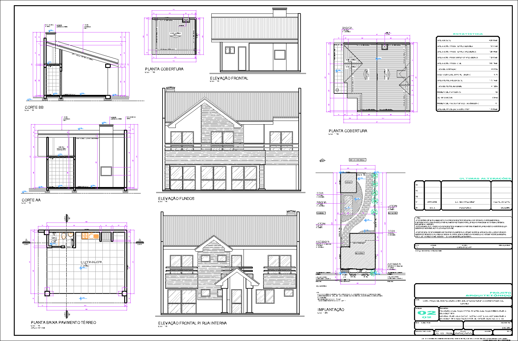 Residência com edícula, arquitetônico, 2 pranchas A1