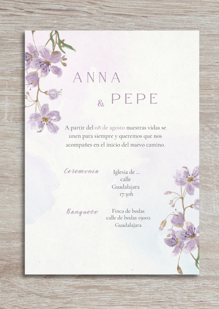 Invitación de boda personalizada