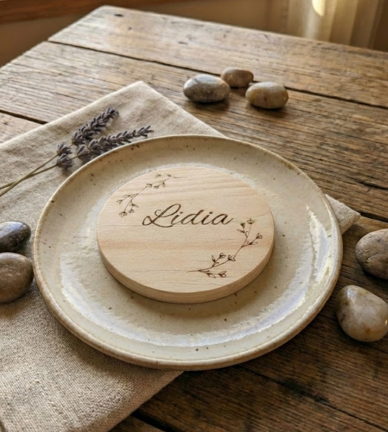 Posavasos de madera flores