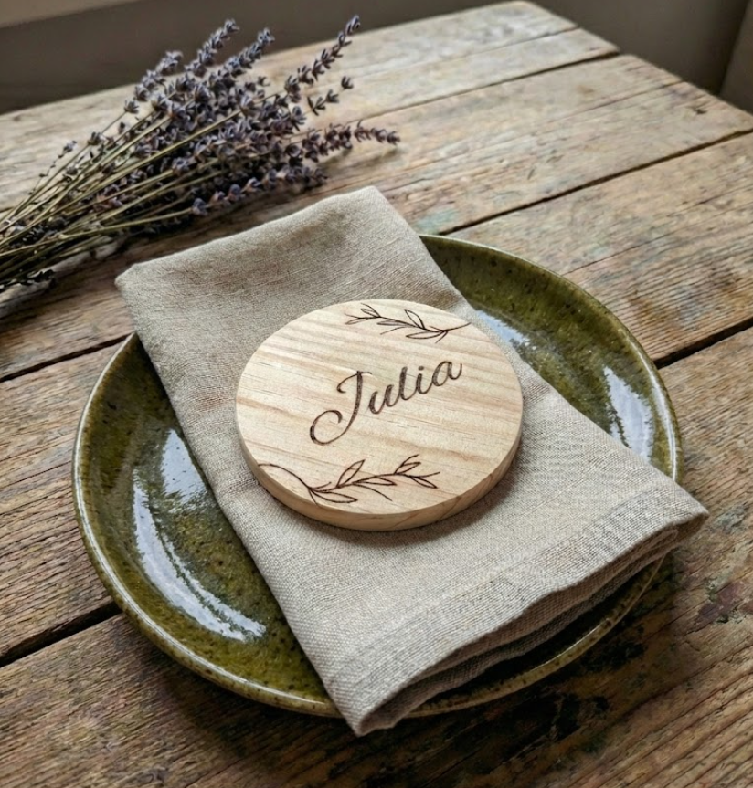 Posavasos de madera hojas