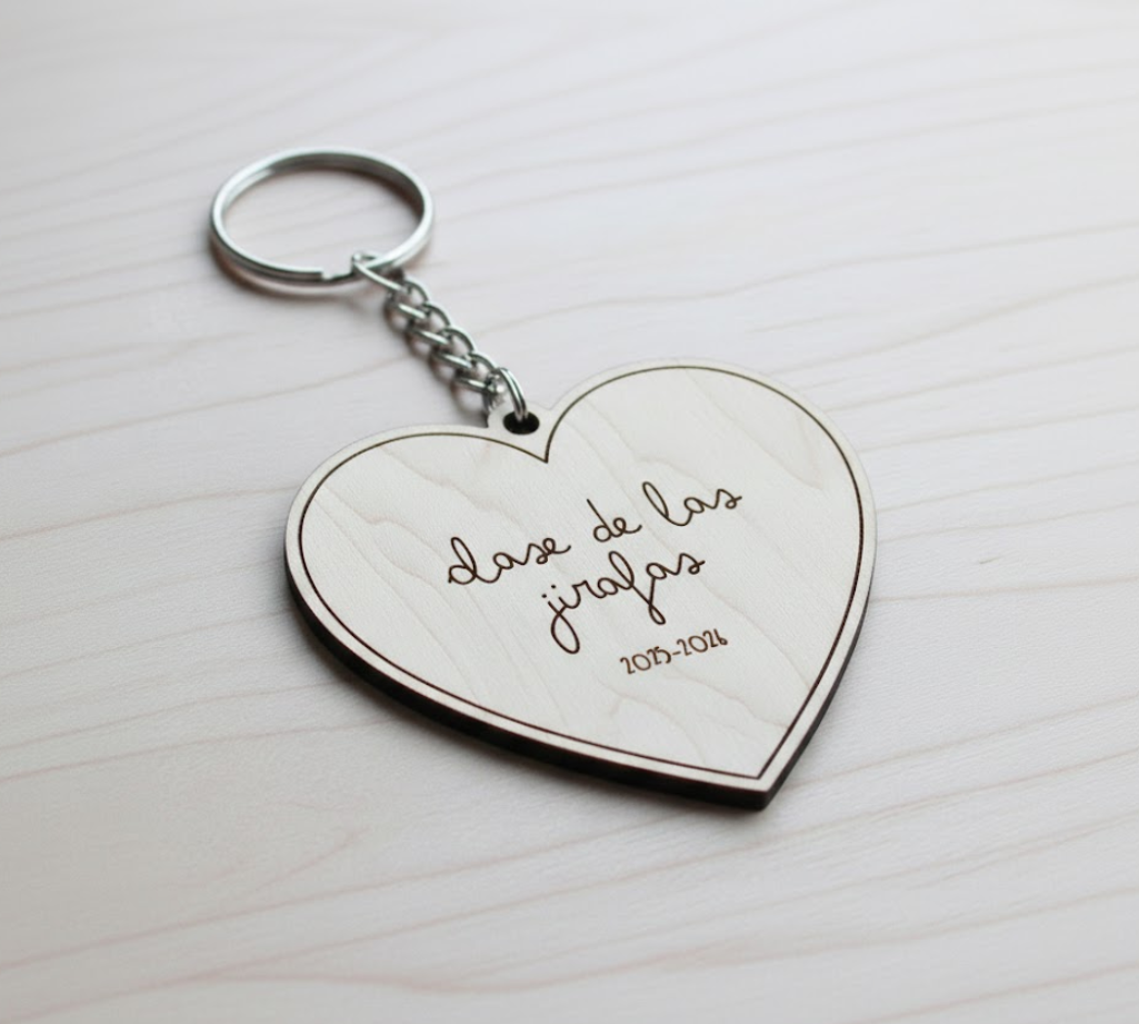 Llavero de Madera Personalizable "Corazón Profe"