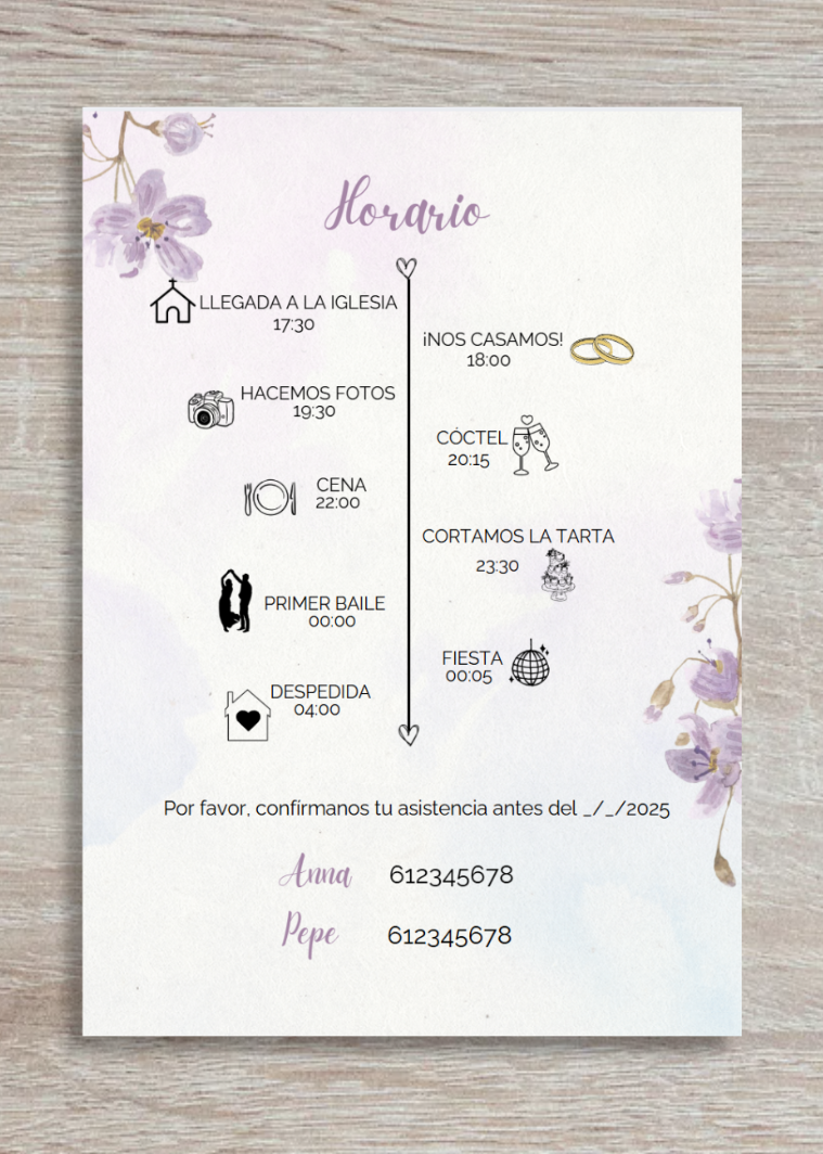 Invitación de boda personalizada