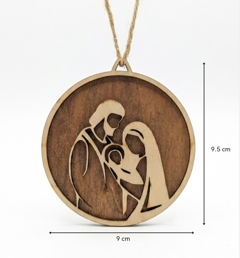Adorno Sagrada Familia en madera