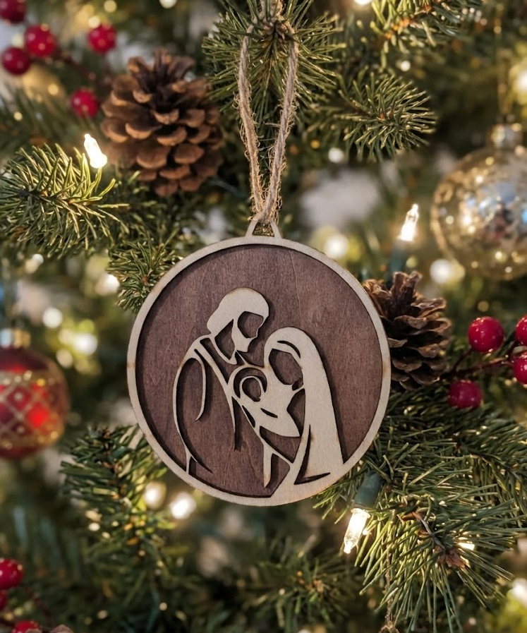 Adorno Sagrada Familia en madera