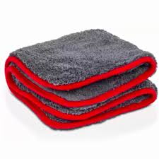 Ultra Thick Plush Microfiber 40×40 cm (16×16 inch) Grey and Red Car Cleaning Towels Buffing Cloths Super Absorbent