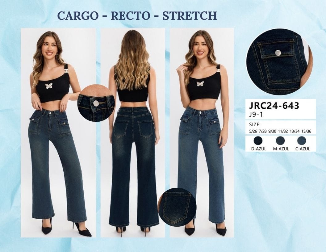 PANTALON DE MEZCLILLA CARGO PARA DAMA MARCA JERA