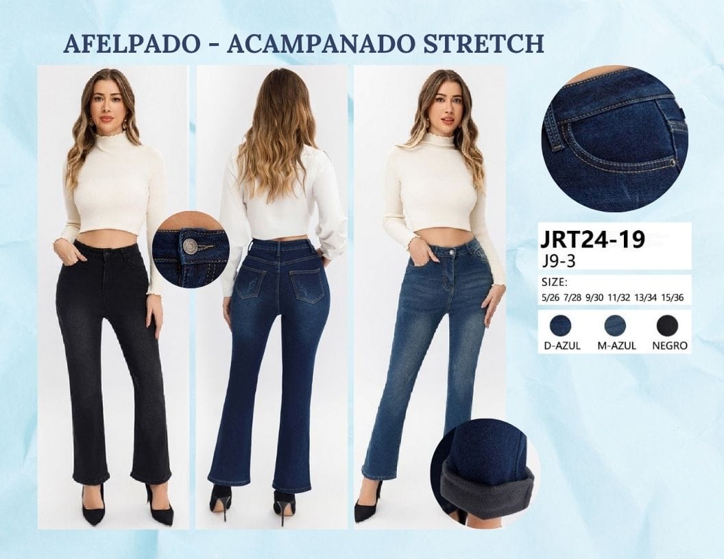 PANTALON AFELPADO DE MEZCLILLA PARA DAMA MARCA JERA