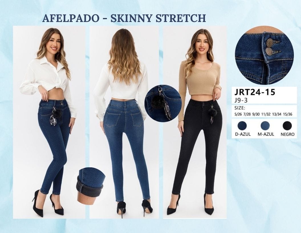 PANTALON AFELPADO DE MEZCLILLA PARA DAMA MARCA JERA