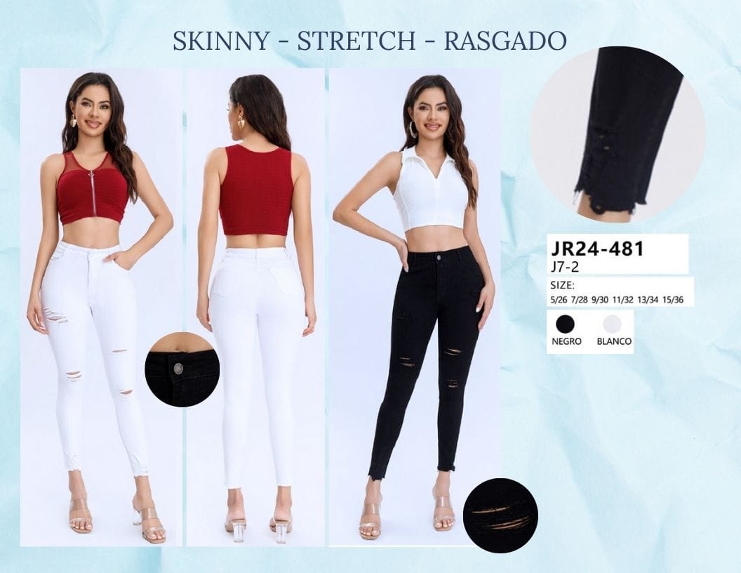 PANTALON DE MEZCLILLA RASGADO PARA DAMA MARCA JERA