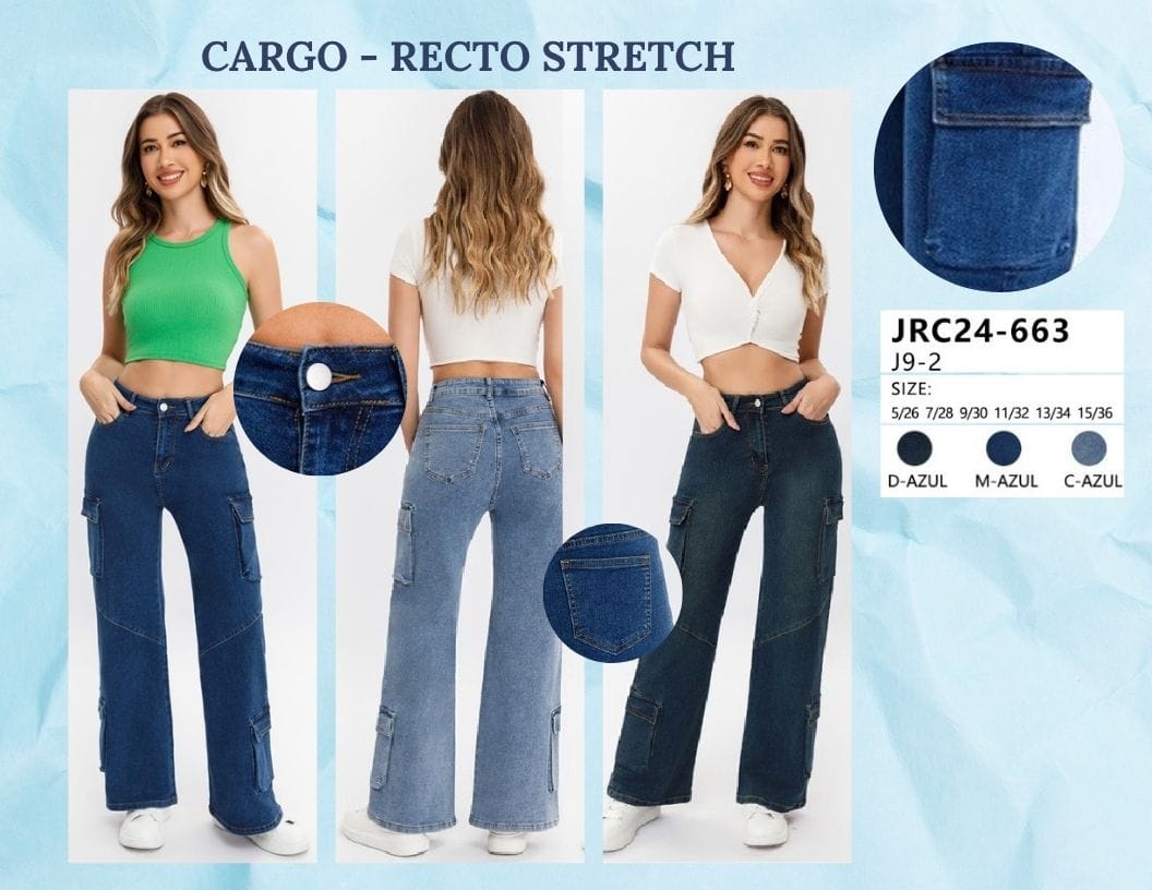 PANTALON DE MEZCLILLA CARGO PARA DAMA MARCA JERA