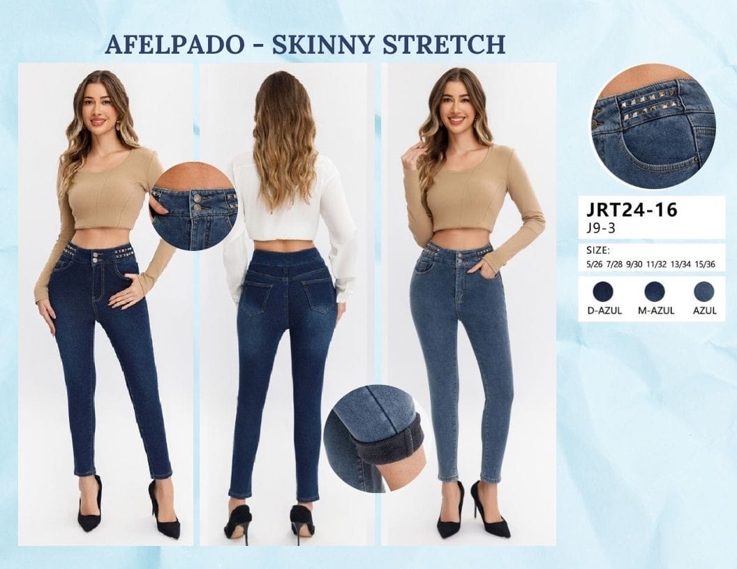 PANTALON AFELPADO DE MEZCLILLA PARA DAMA MARCA JERA