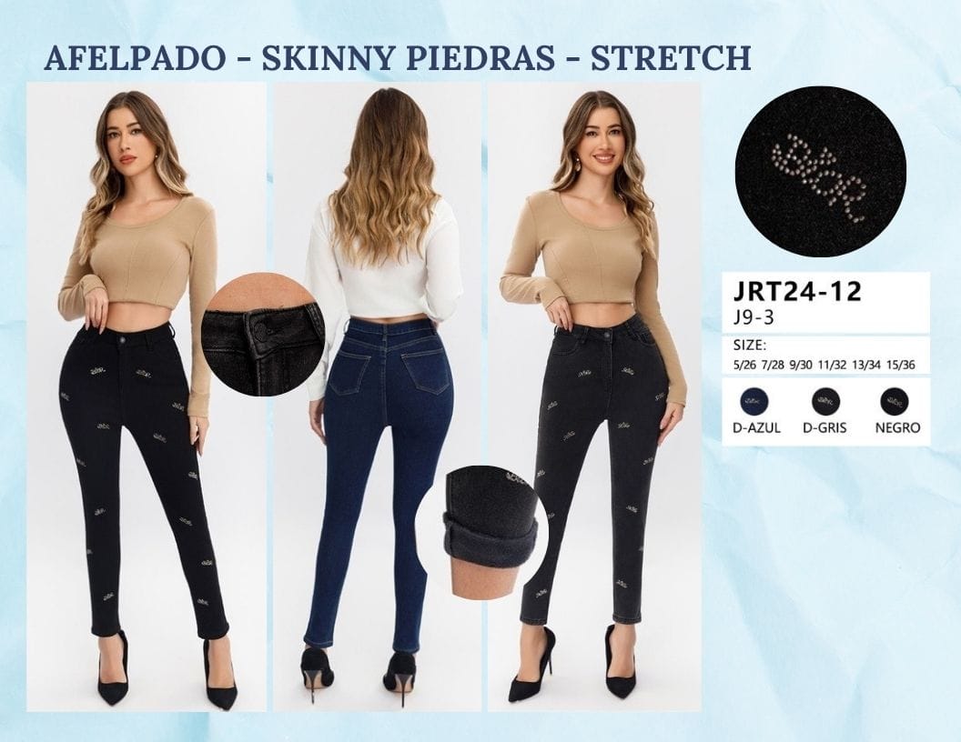PANTALON AFELPADO DE MEZCLILLA PARA DAMA MARCA JERA