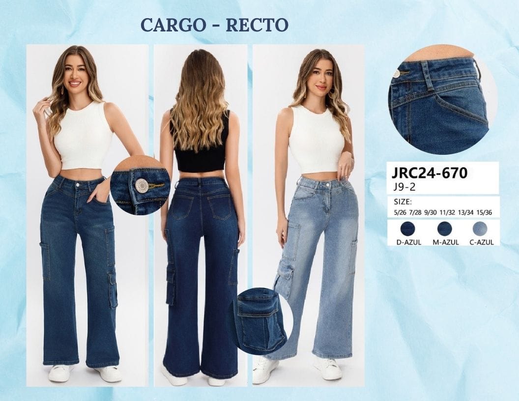 PANTALON DE MEZCLILLA CARGO PARA DAMA MARCA JERA