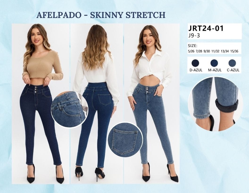 PANTALON AFELPADO DE MEZCLILLA PARA DAMA MARCA JERA