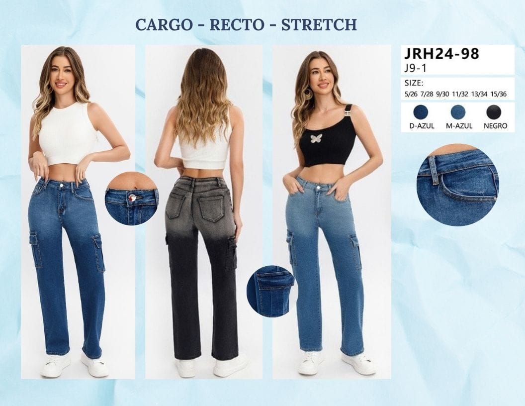 PANTALON DE MEZCLILLA CARGO PARA DAMA MARCA JERA