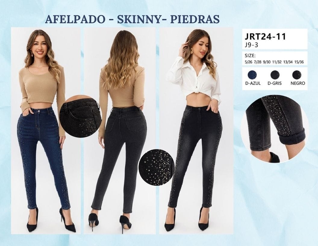 PANTALON AFELPADO DE MEZCLILLA PARA DAMA MARCA JERA