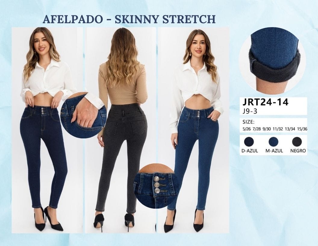 PANTALON AFELPADO DE MEZCLILLA PARA DAMA MARCA JERA